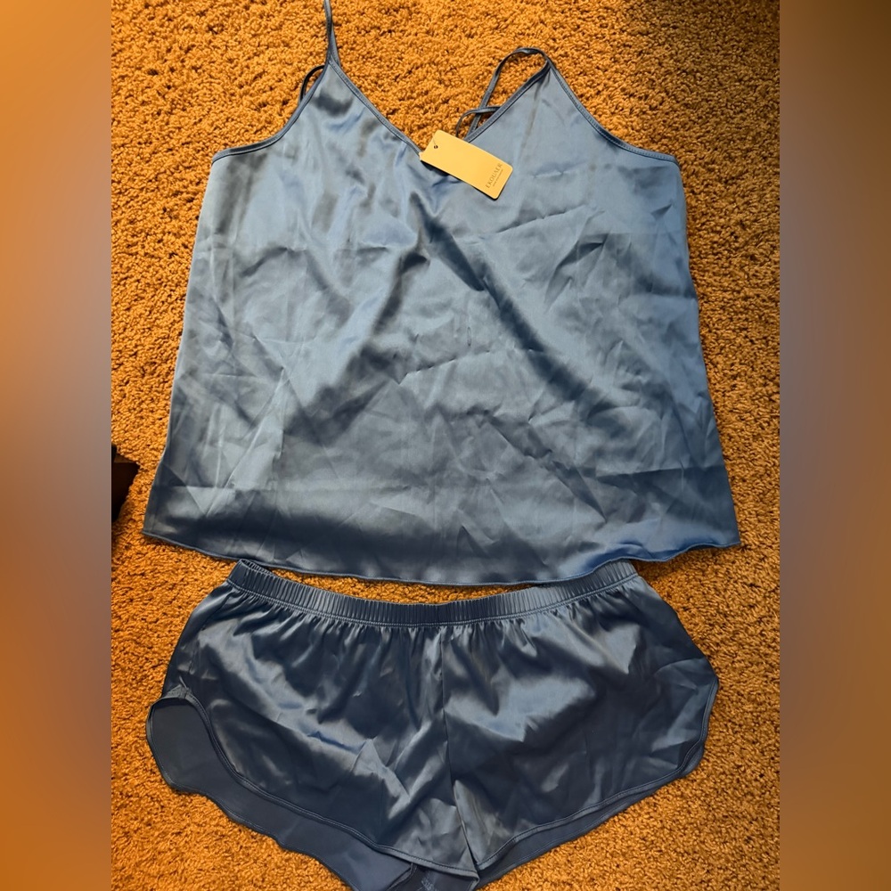NWT Blue Silky Pajama Set